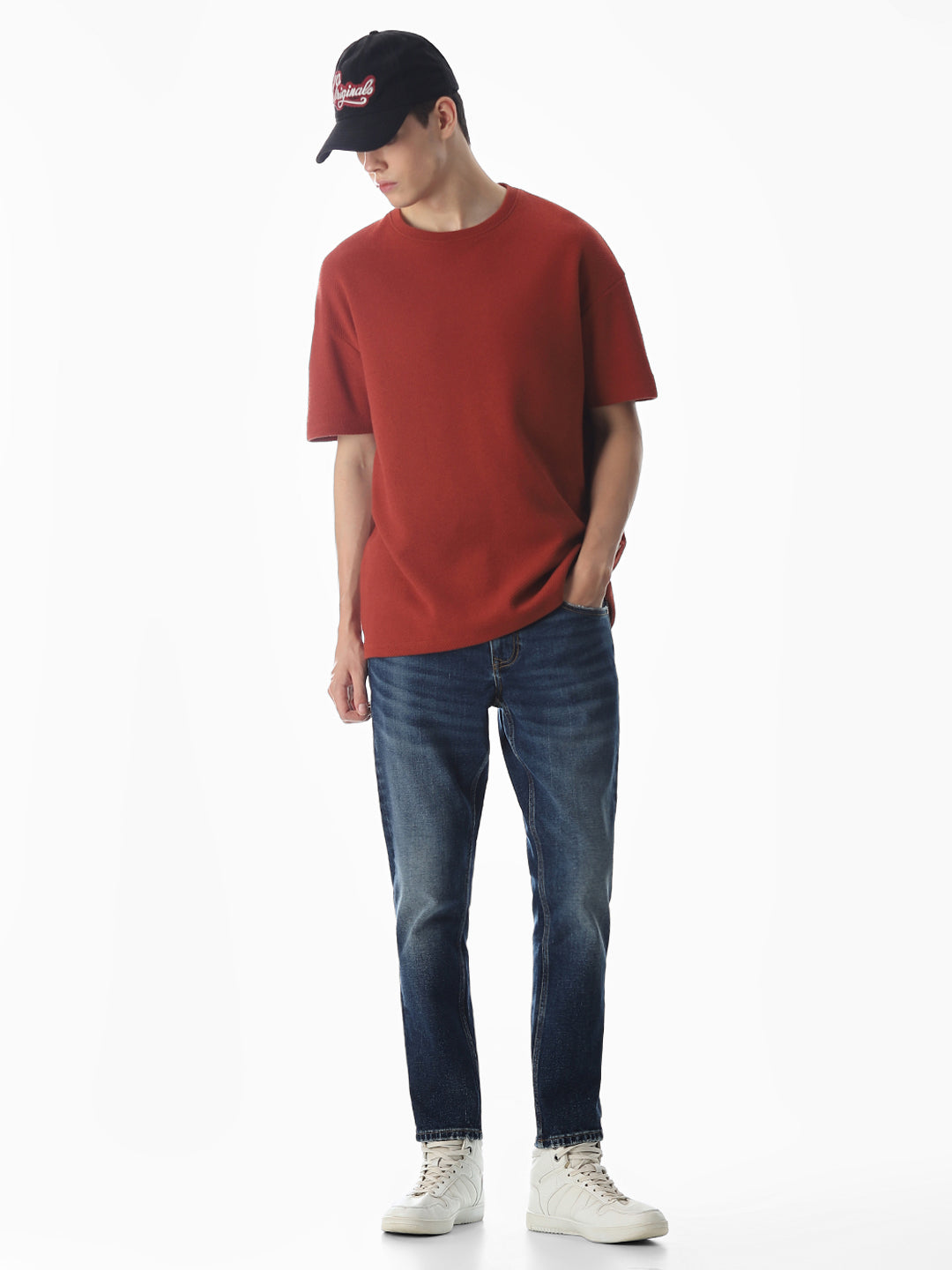 5 Pocket Cropped Brak Jeans - Medium Blue