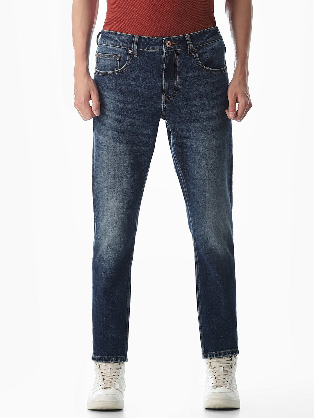 5 Pocket Cropped Brak Jeans - Medium Blue