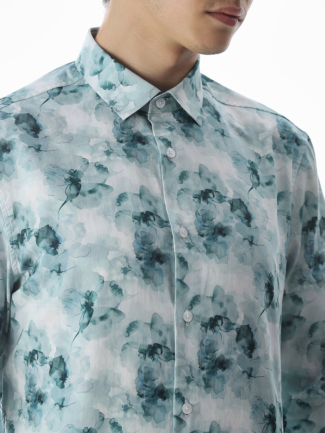 Cotton Printed Full Sleeves Shirt - Green
