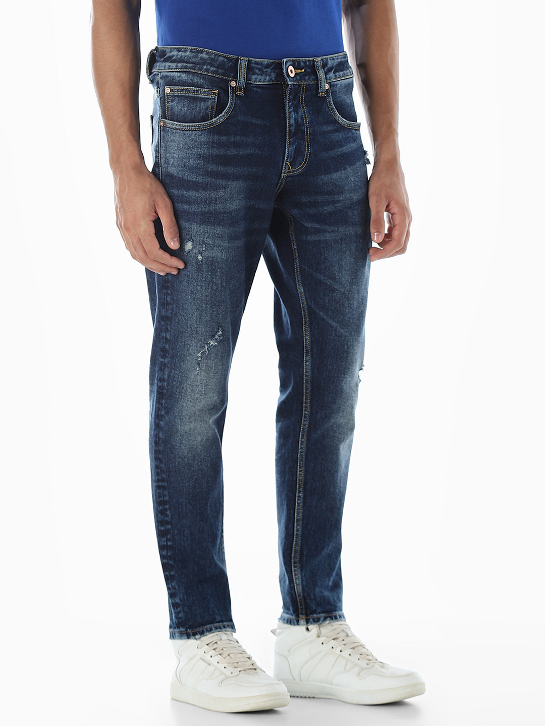 Cropped Distressed Brak Slim Fit Jeans