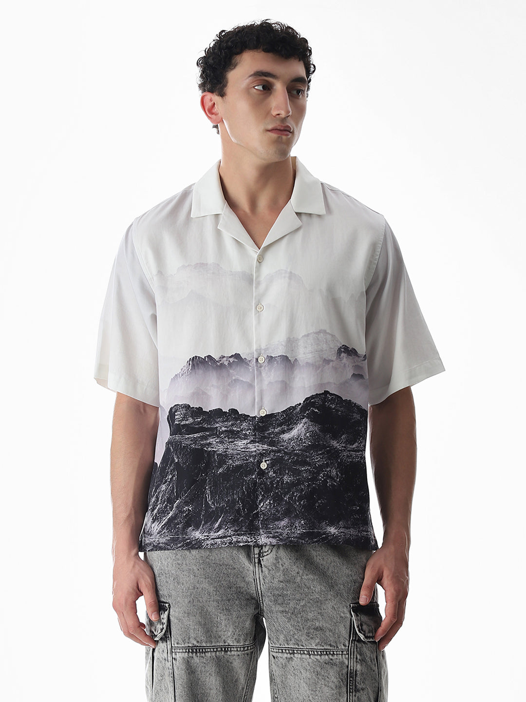White Printed Oversized Shirt