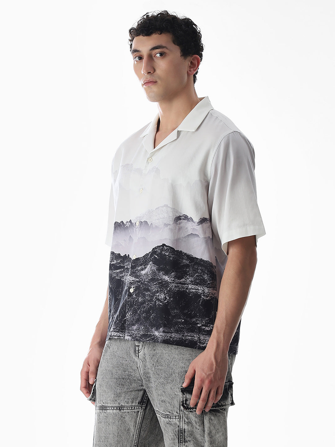 White Printed Oversized Shirt
