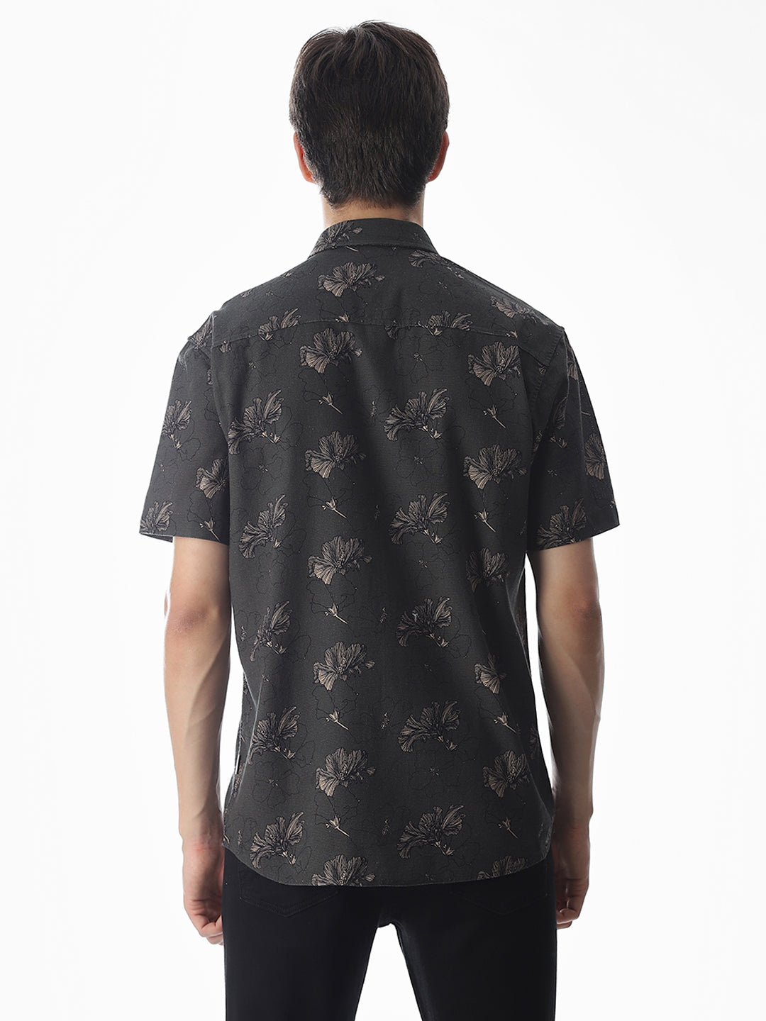 Olive Green Printed Cotton Shirt