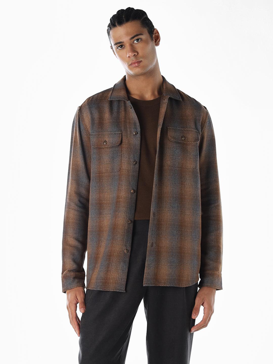 Check Full Sleeves Shirt - Dark Brown