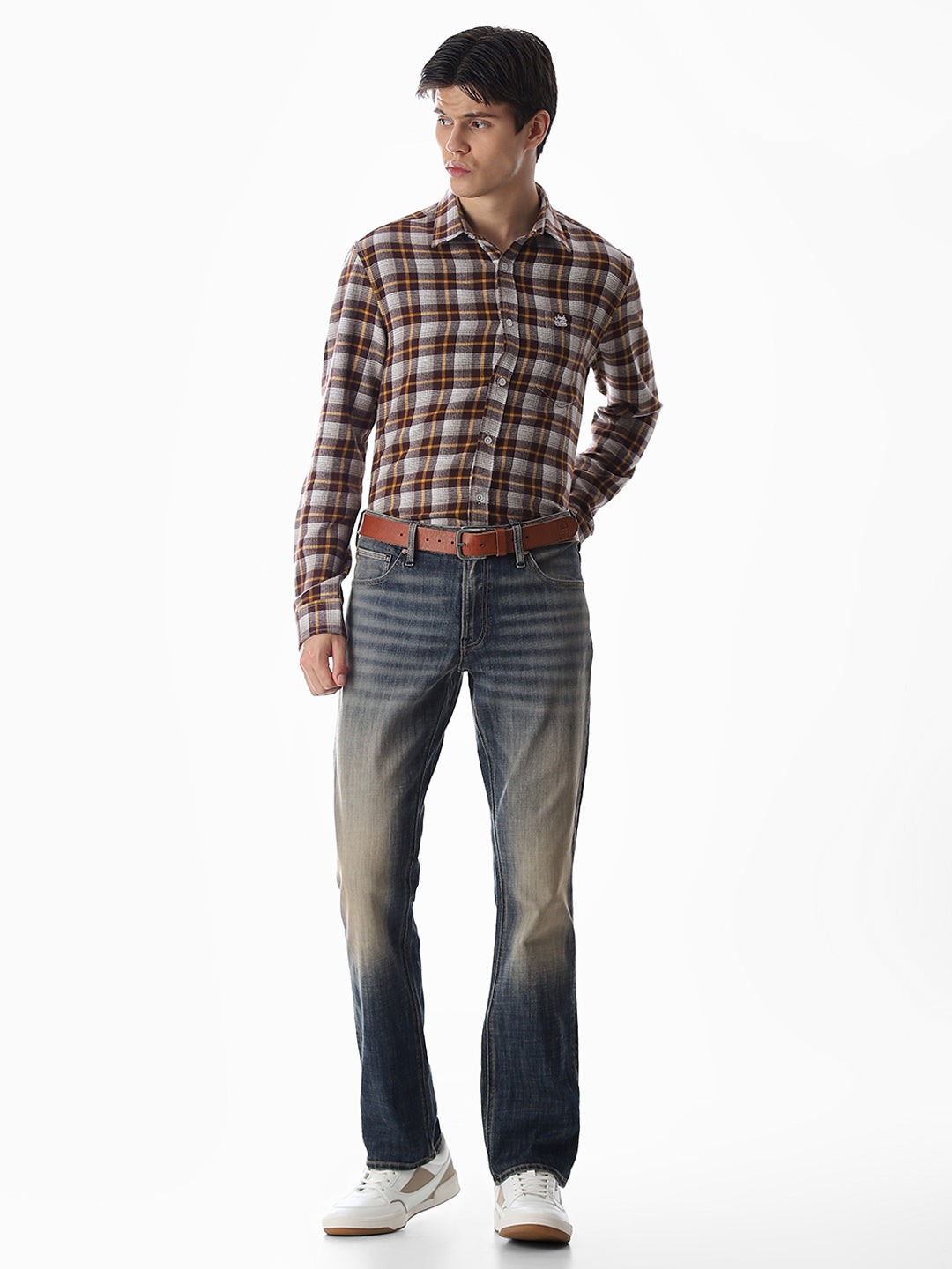 Regular Fit Check Shirt - Brown