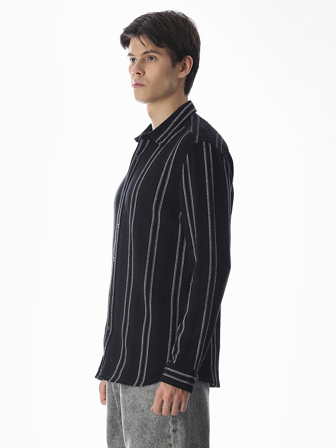 Regular Fit Striped Shirt - Black