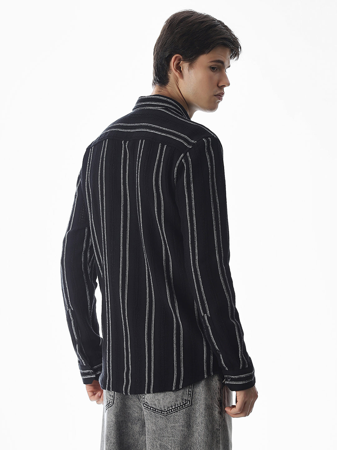 Regular Fit Striped Shirt - Black