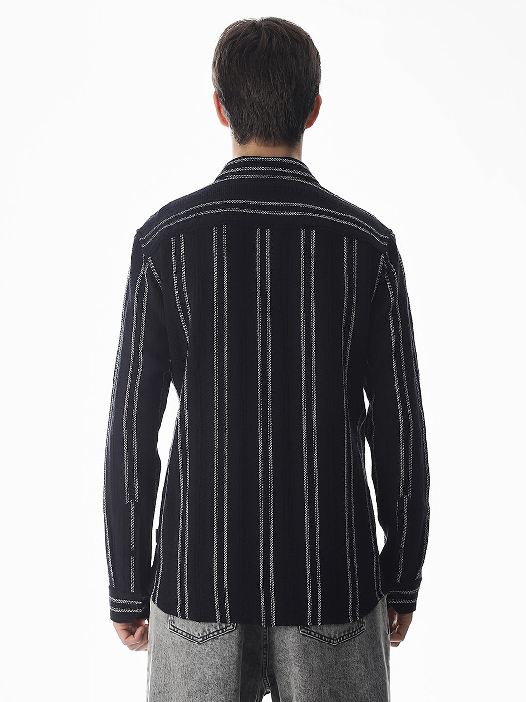 Regular Fit Striped Shirt - Black