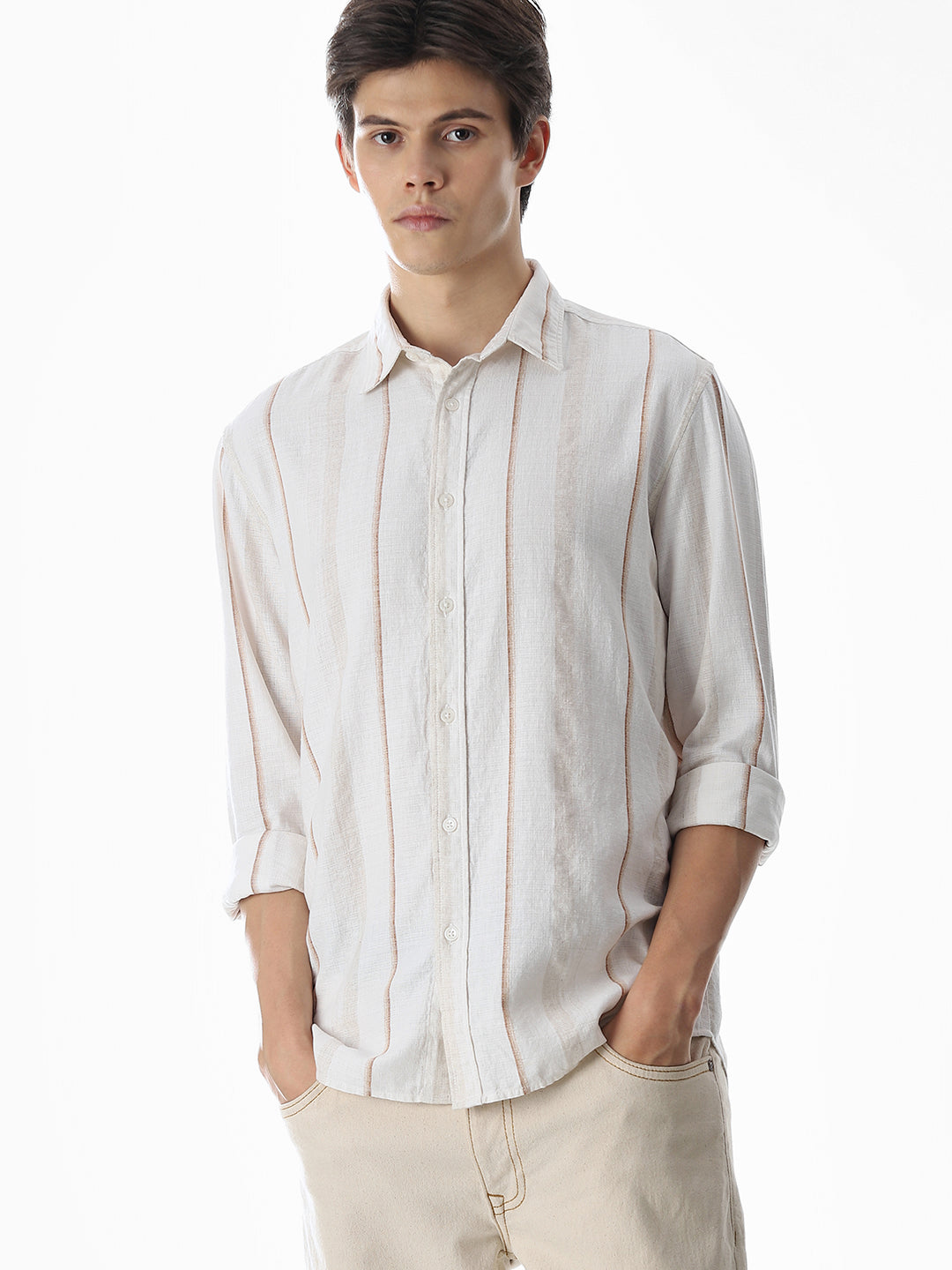 Regular Fit Striped Shirt - White - S