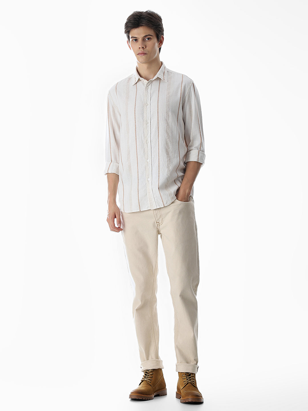 Regular Fit Striped Shirt - White