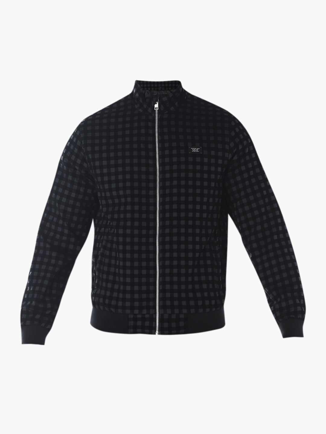 Check High Neck Casual Jacket
