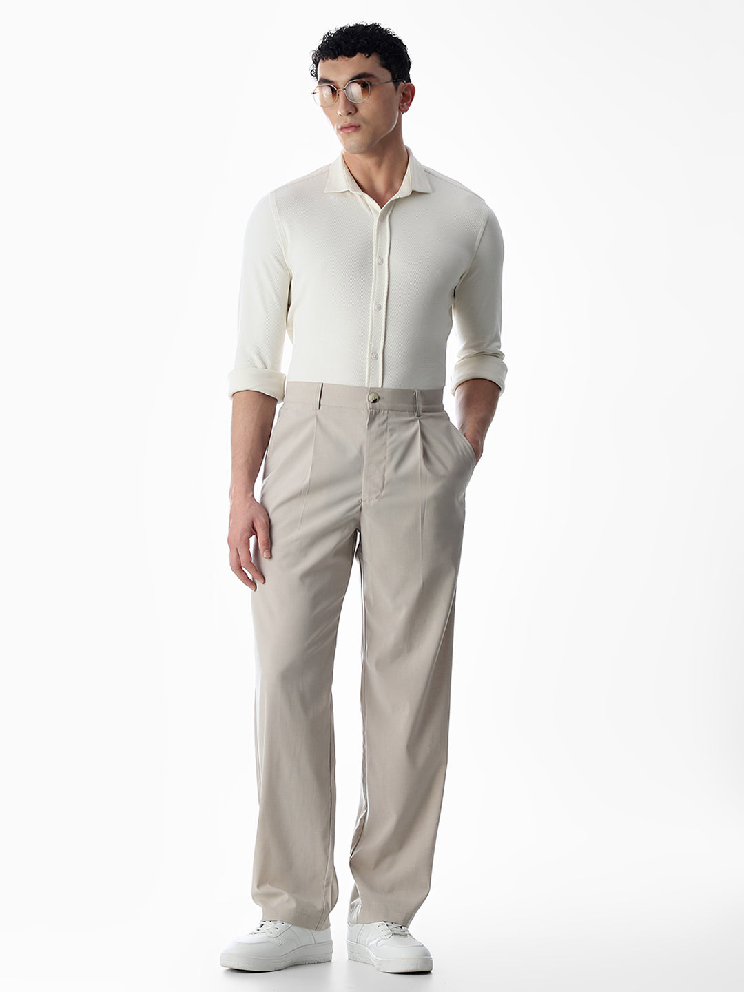 Stretch Slim Fit Off-White Shirt