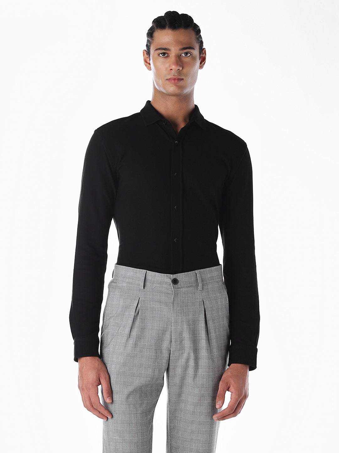 Black Stretch Slim Fit Shirt