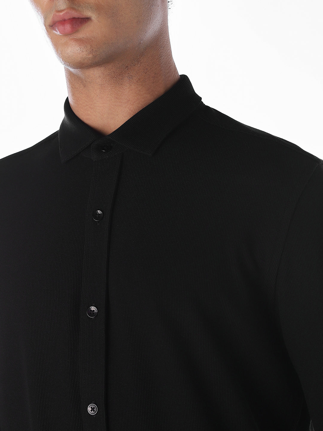 Black Stretch Slim Fit Shirt