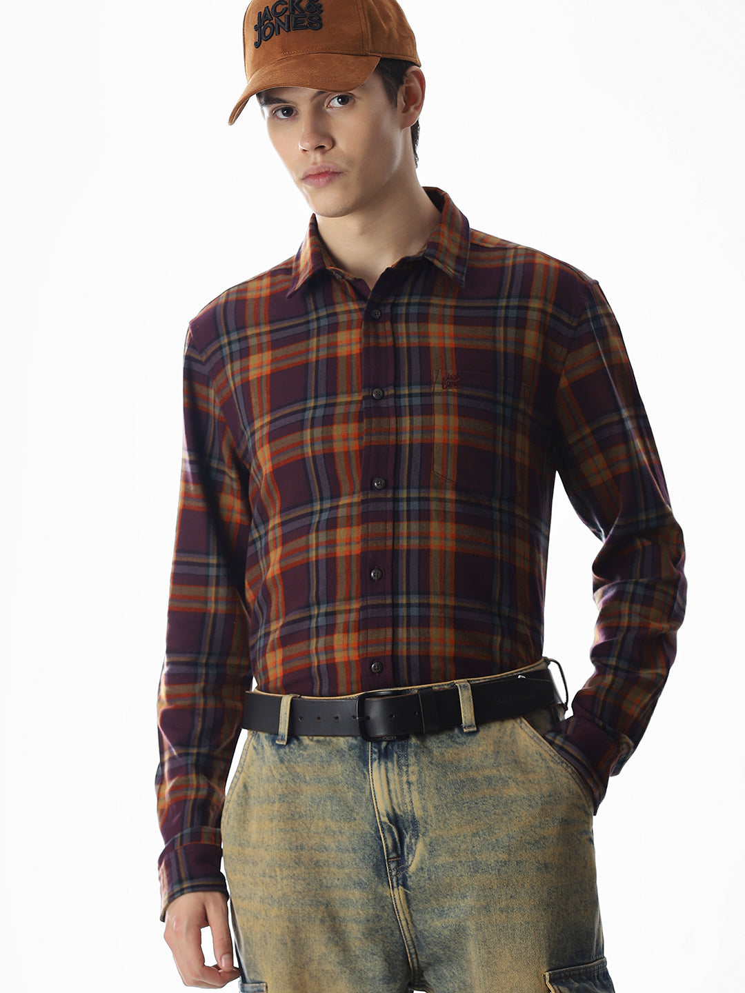 Striped Cotton Full Sleeves Shirt - L