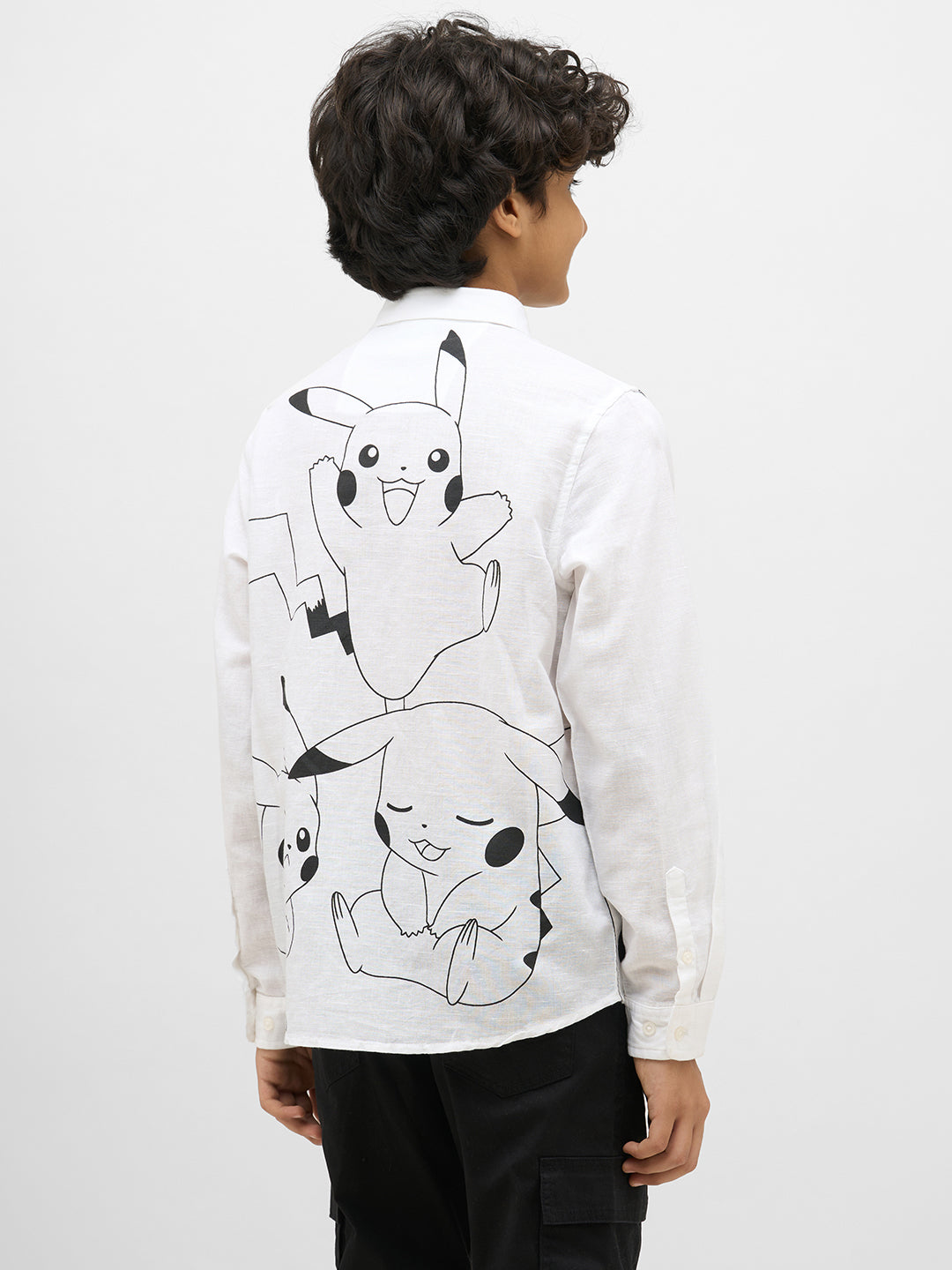 Boys White Pikachu Print Shirt