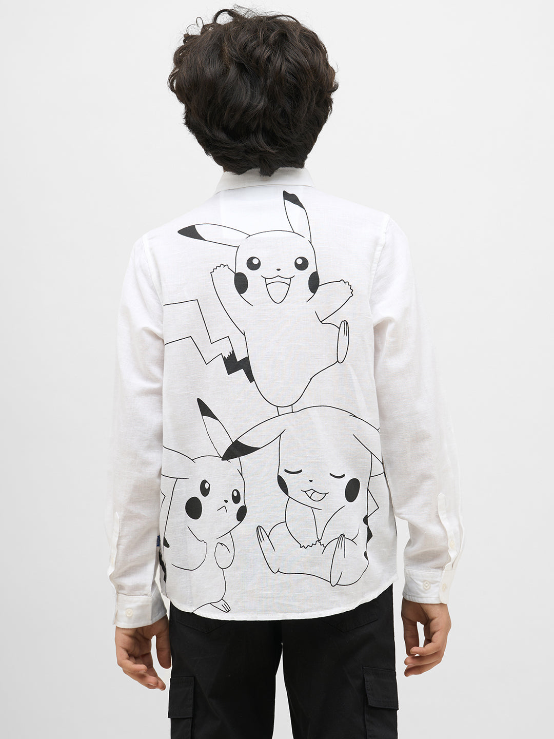 Boys White Pikachu Print Shirt