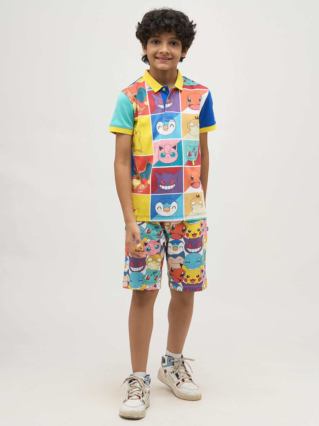 Boys Multi-Pokemon Faces Print Shorts