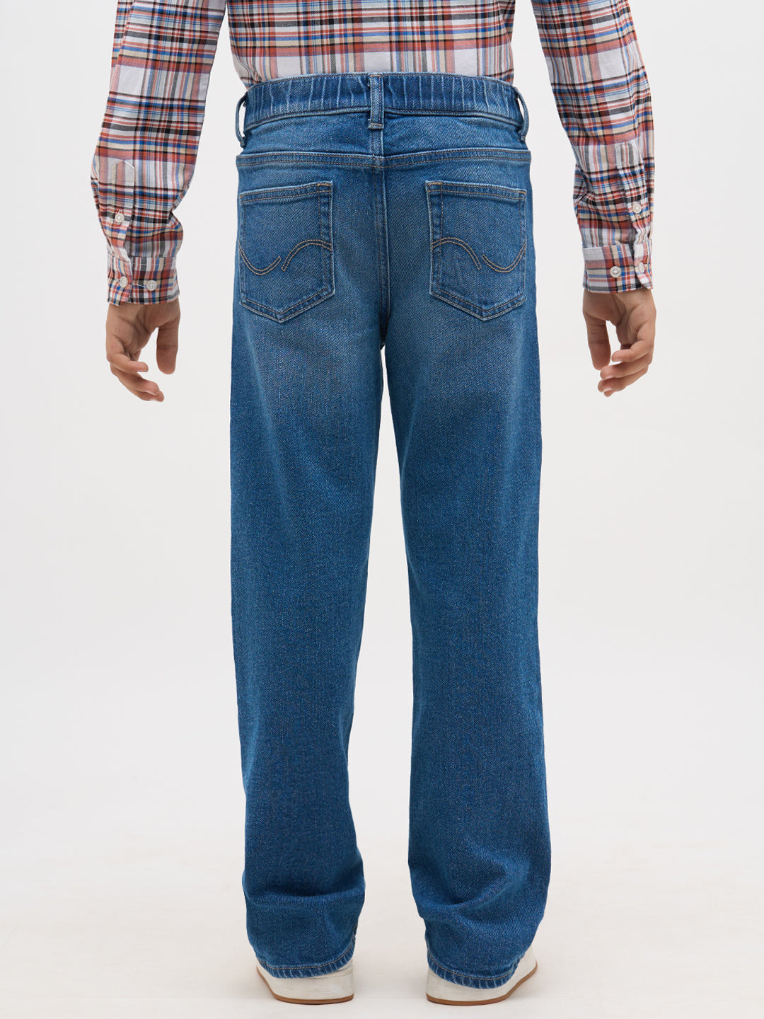 Blue Washed Cotton Regular Fit Jeans