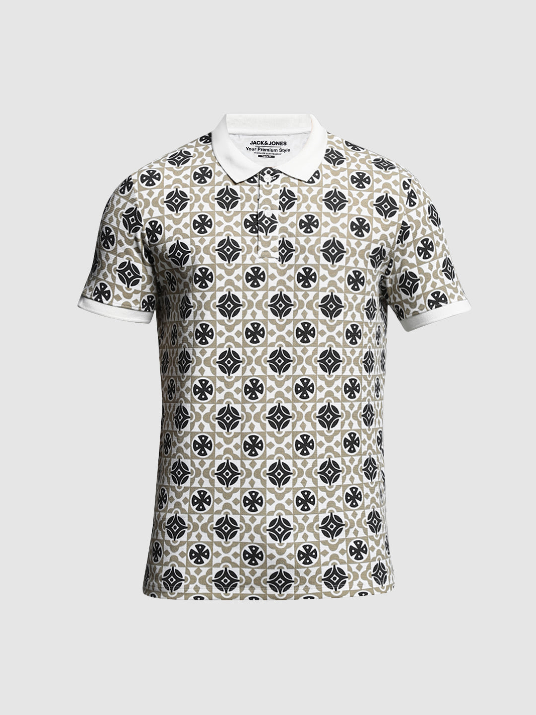 Brown Printed Cotton Polo