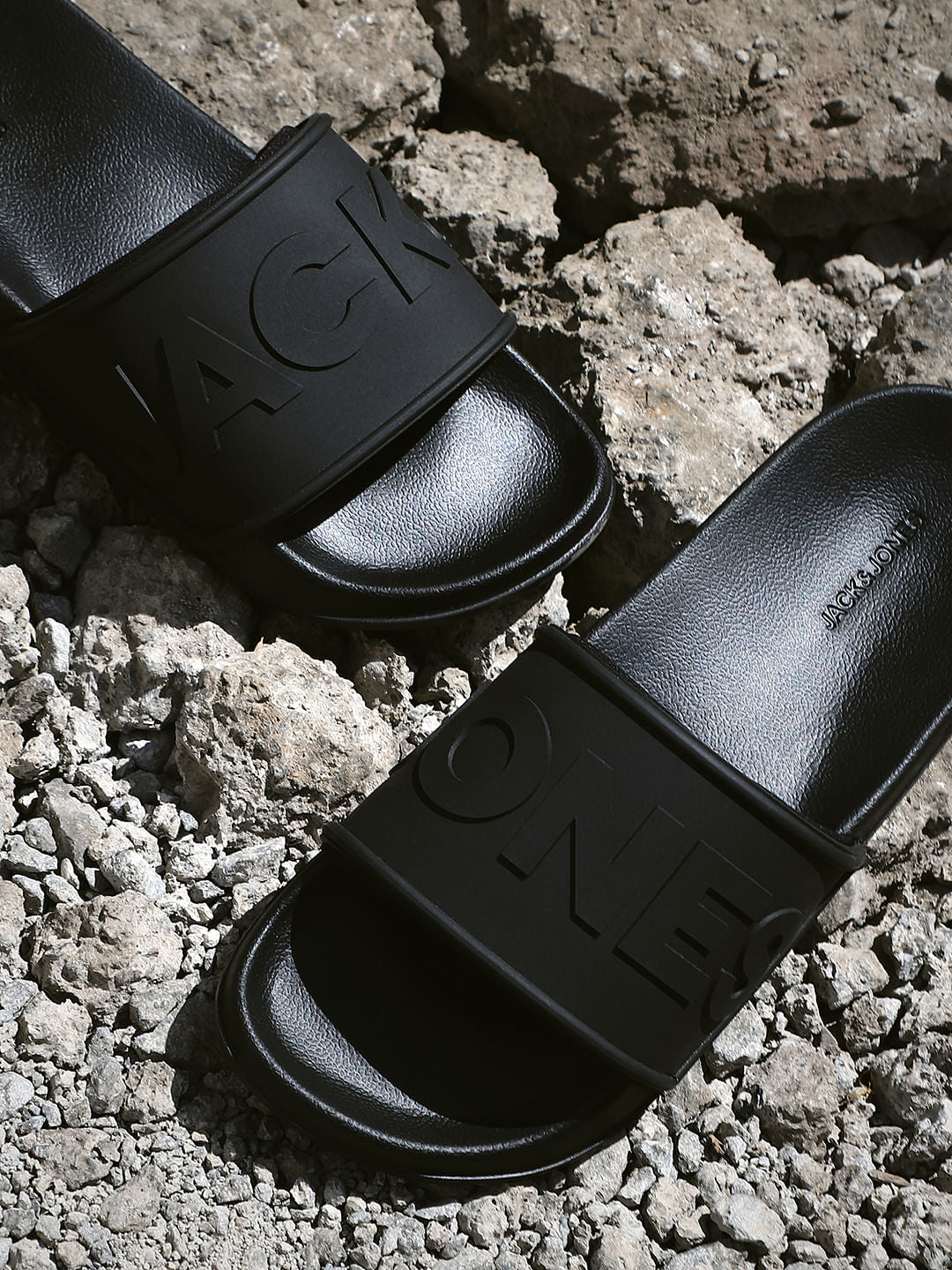 Black Embossed Logo Pool Sliders