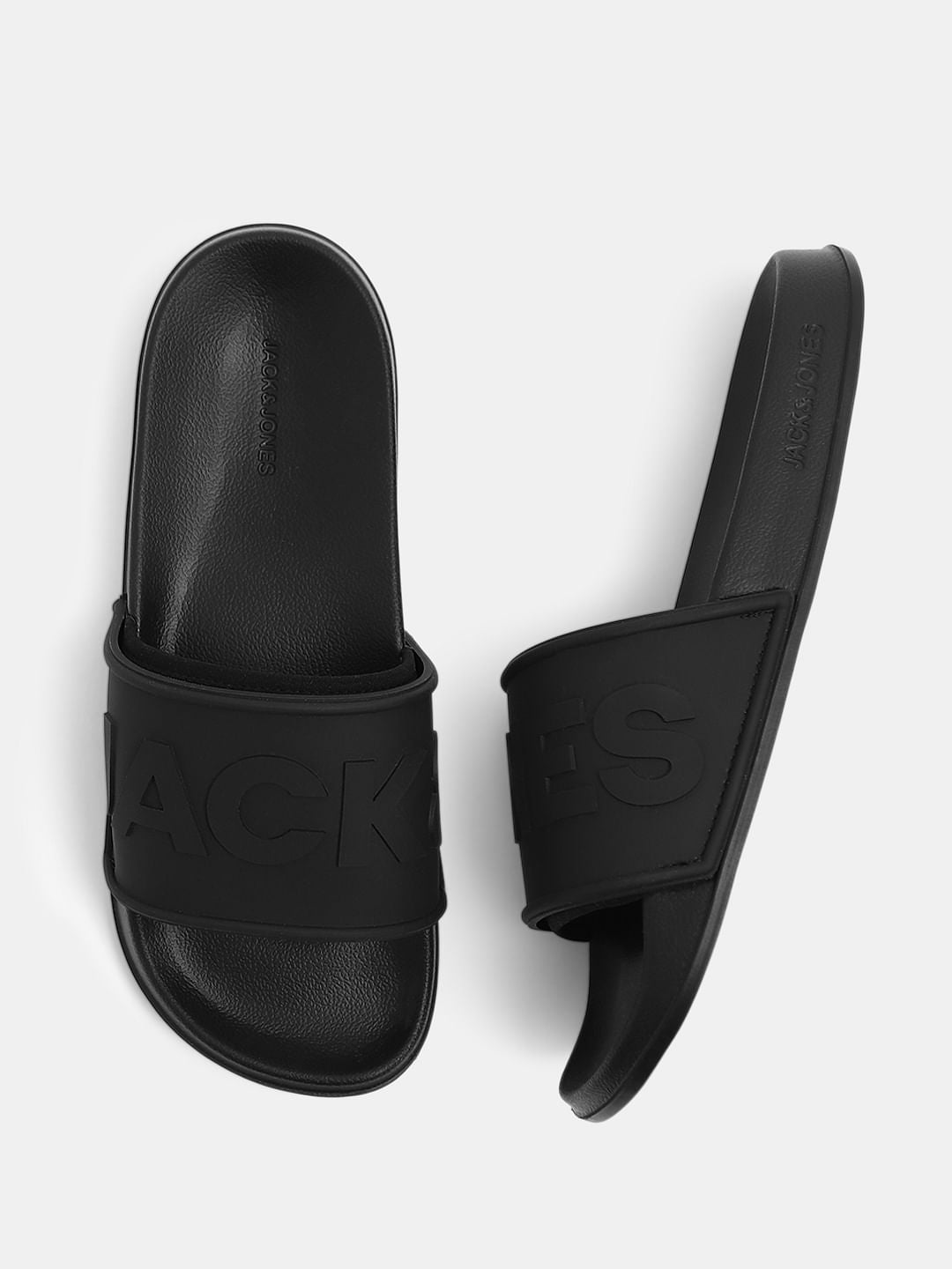 Black Embossed Logo Pool Sliders