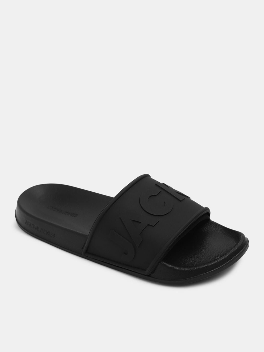 Black Embossed Logo Pool Sliders