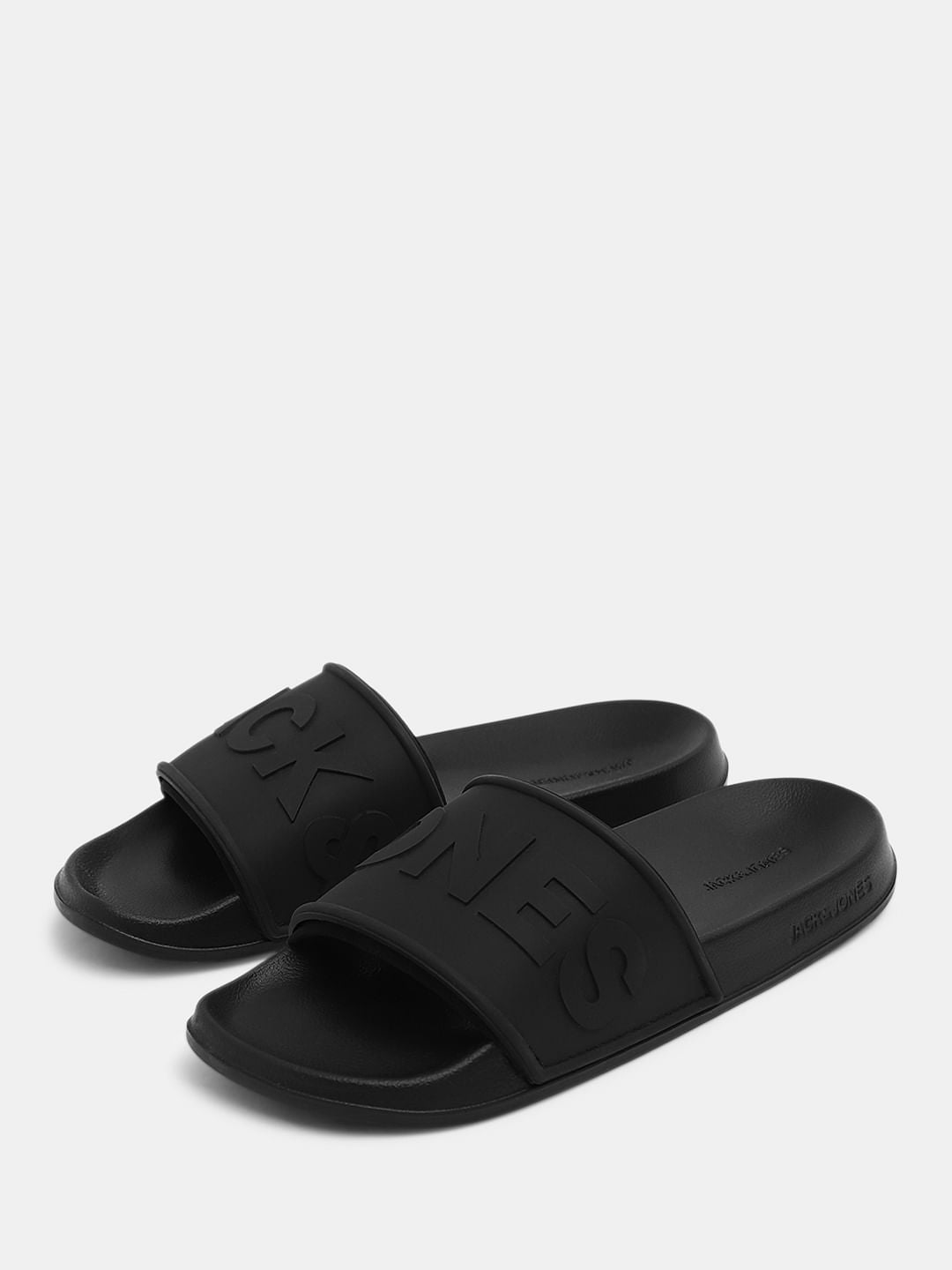 Black Embossed Logo Pool Sliders