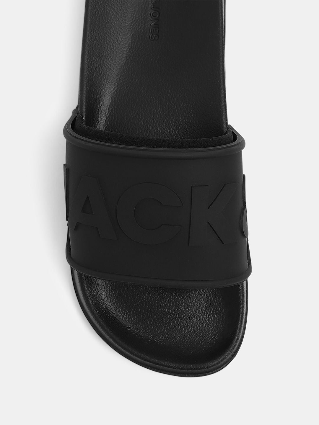 Black Embossed Logo Pool Sliders