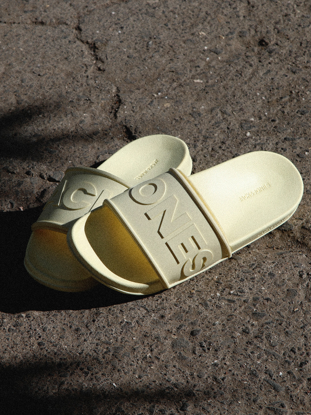 Yellow Logo Embossed Pool Sliders