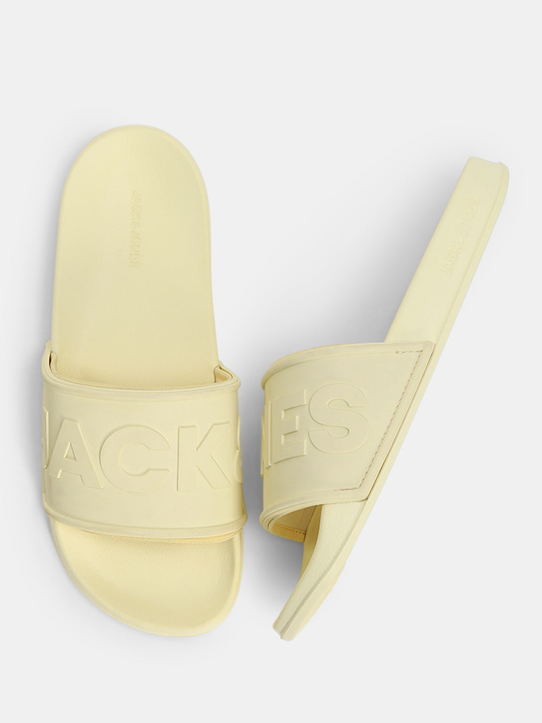 Yellow Logo Embossed Pool Sliders