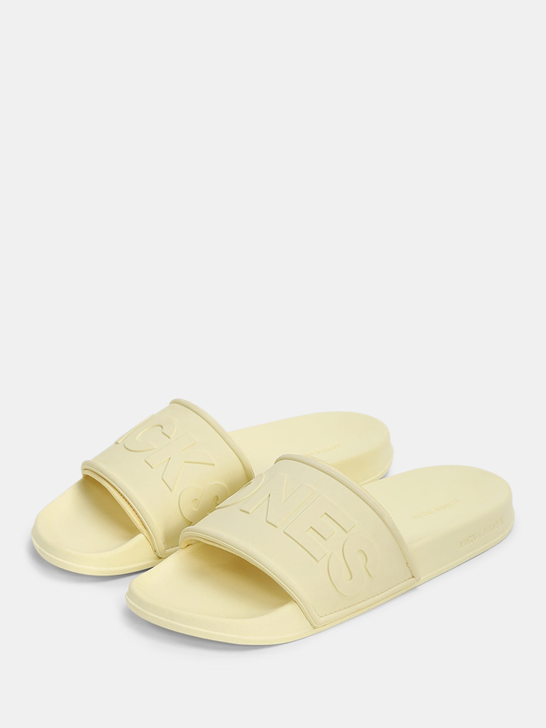 Yellow Logo Embossed Pool Sliders
