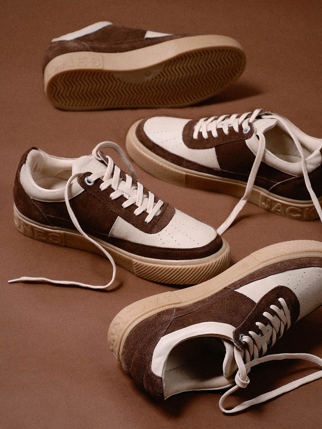 Brown Colourblocked Suede Sneakers - 40