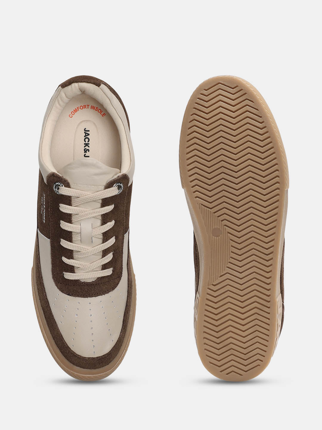 Brown Colourblocked Suede Sneakers