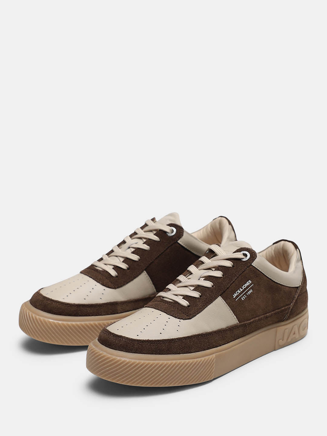 Brown Colourblocked Suede Sneakers