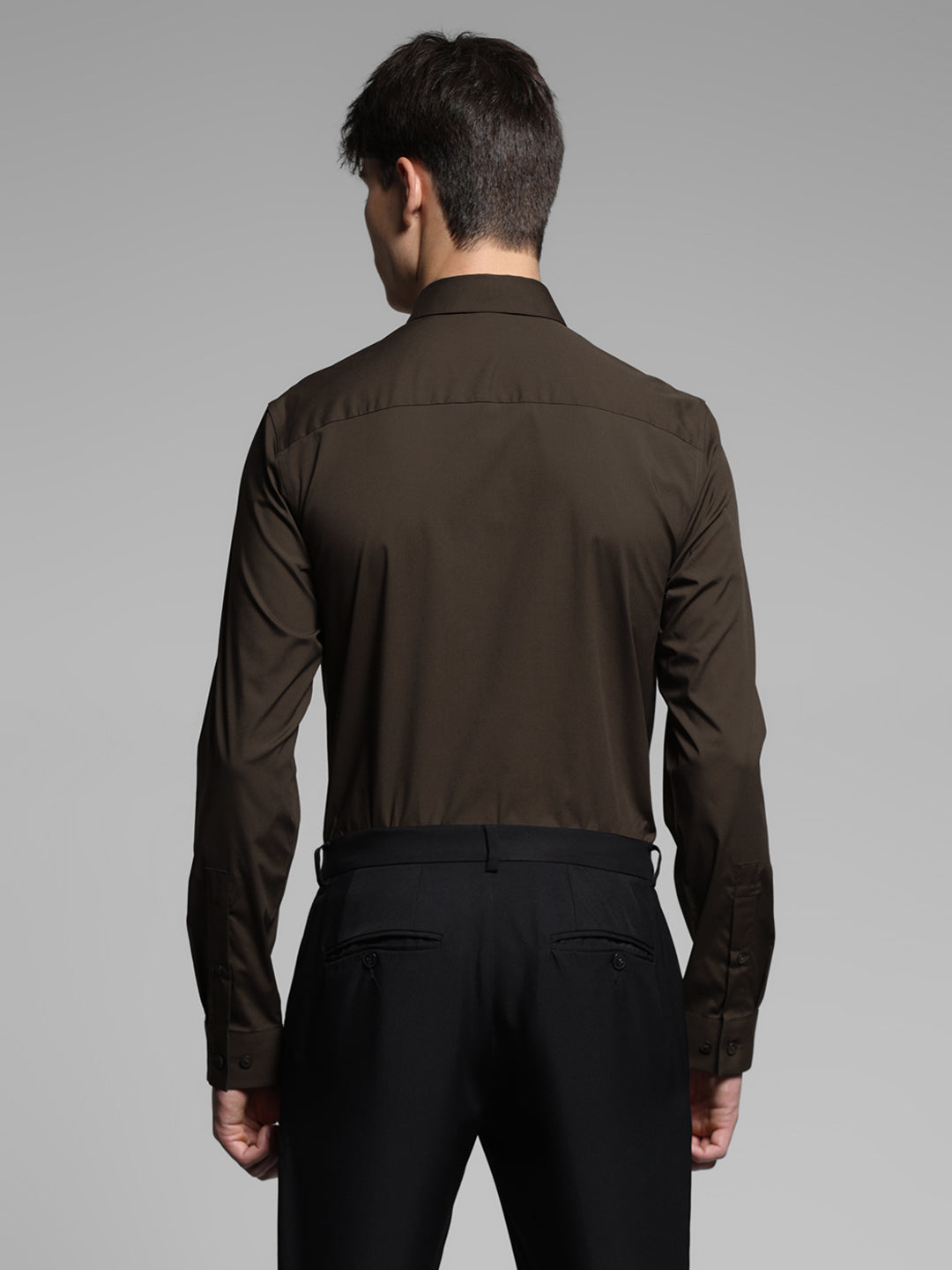 Dark Brown Slim Fit Formal Shirt