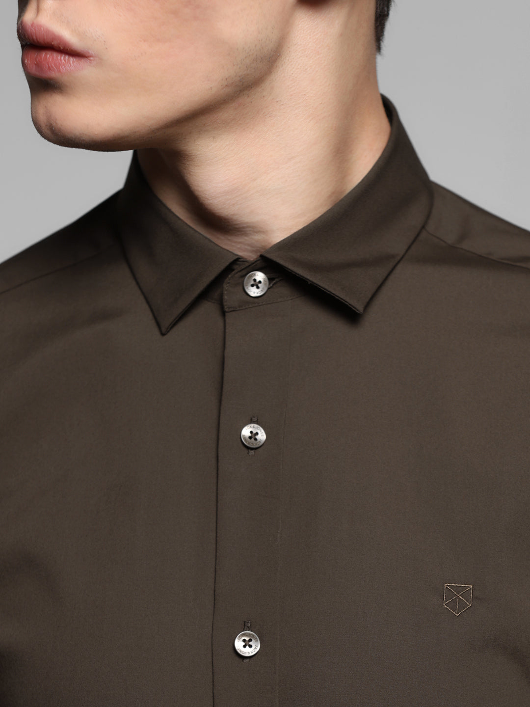 Dark Brown Slim Fit Formal Shirt
