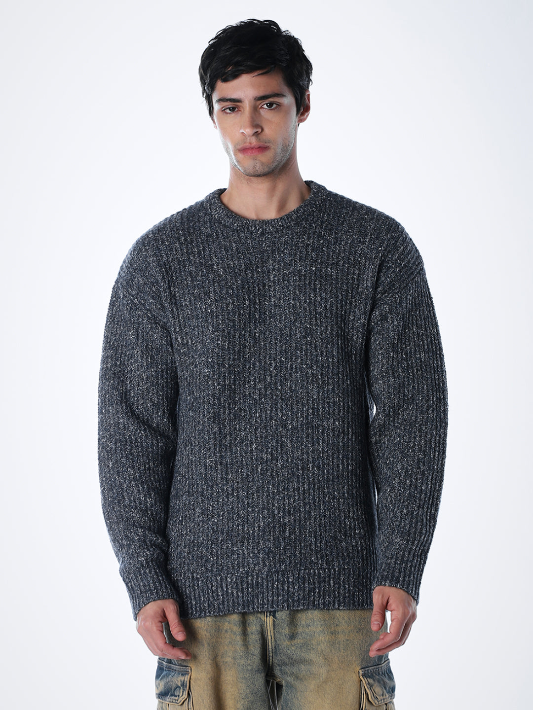 Grey Melange Relaxed Fit Knit