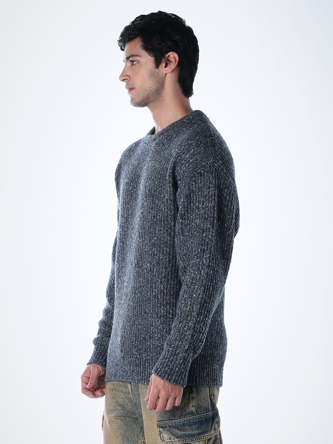 Grey Melange Relaxed Fit Knit