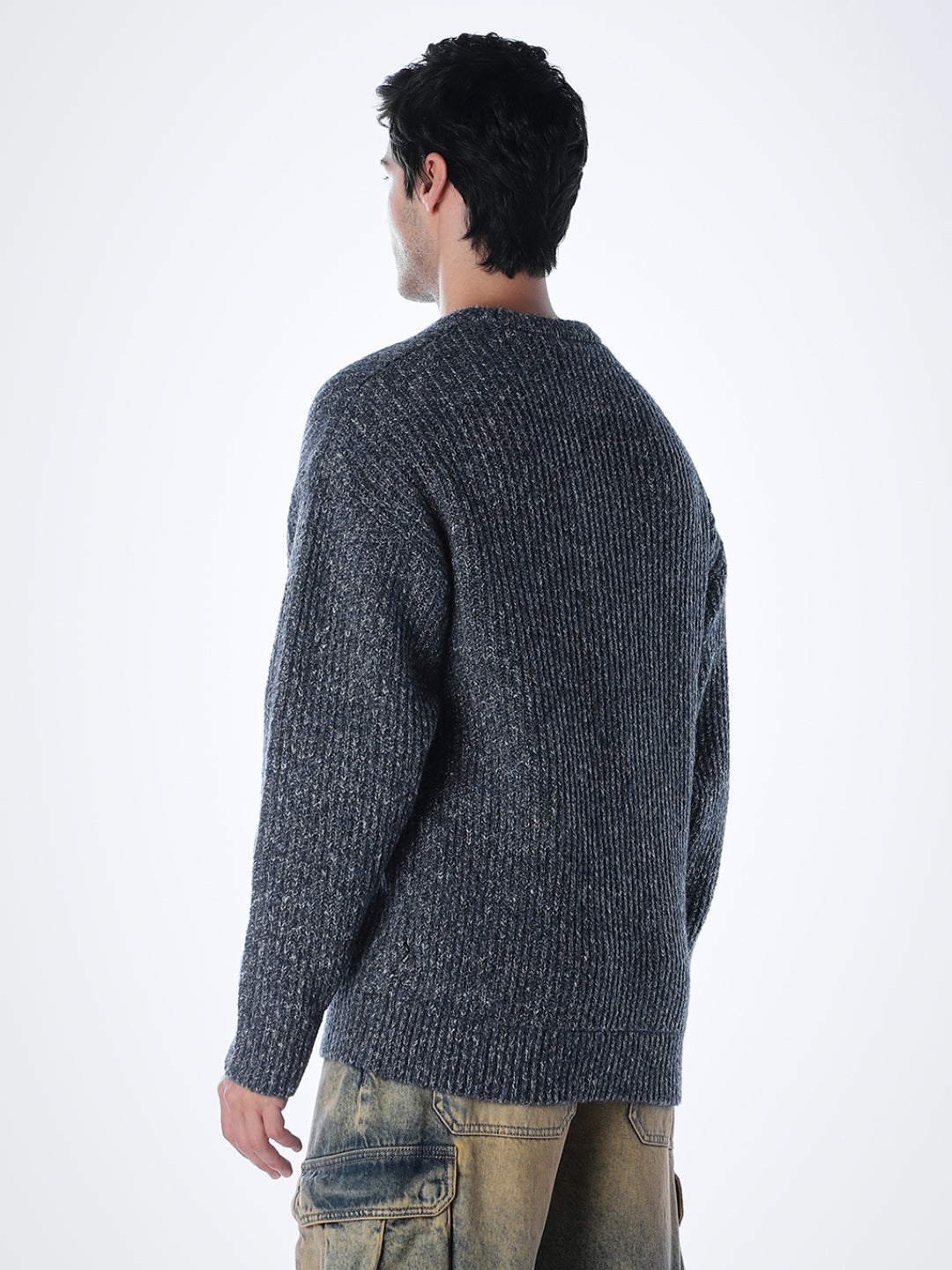 Grey Melange Relaxed Fit Knit