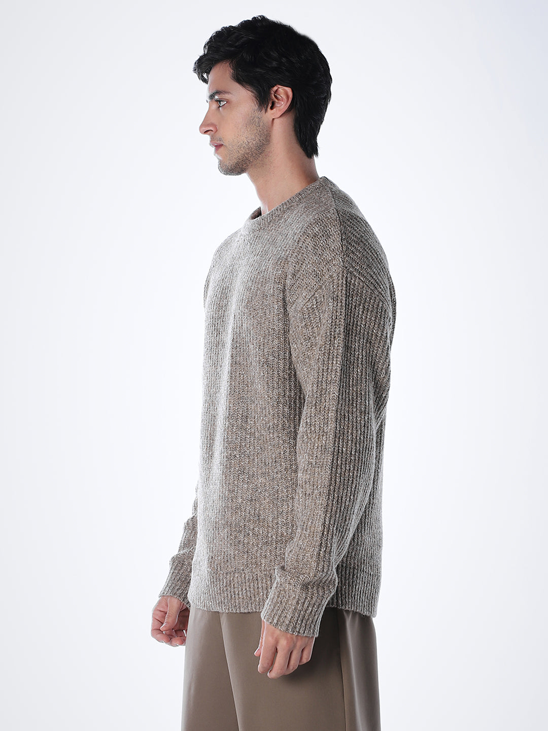 Beige Melange Relaxed Fit Knit
