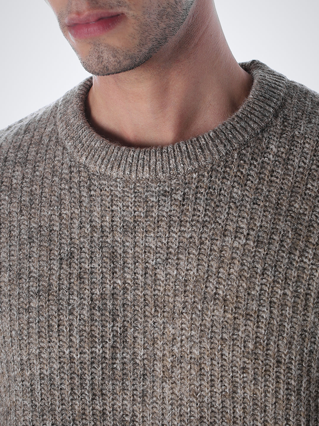 Beige Melange Relaxed Fit Knit