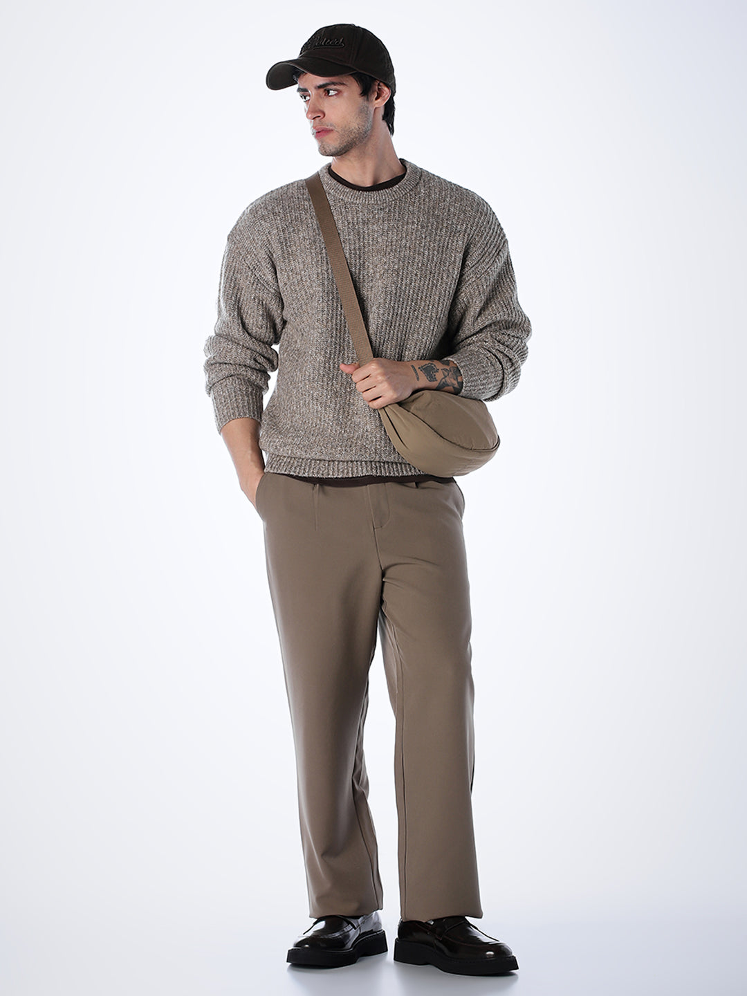 Beige Melange Relaxed Fit Knit