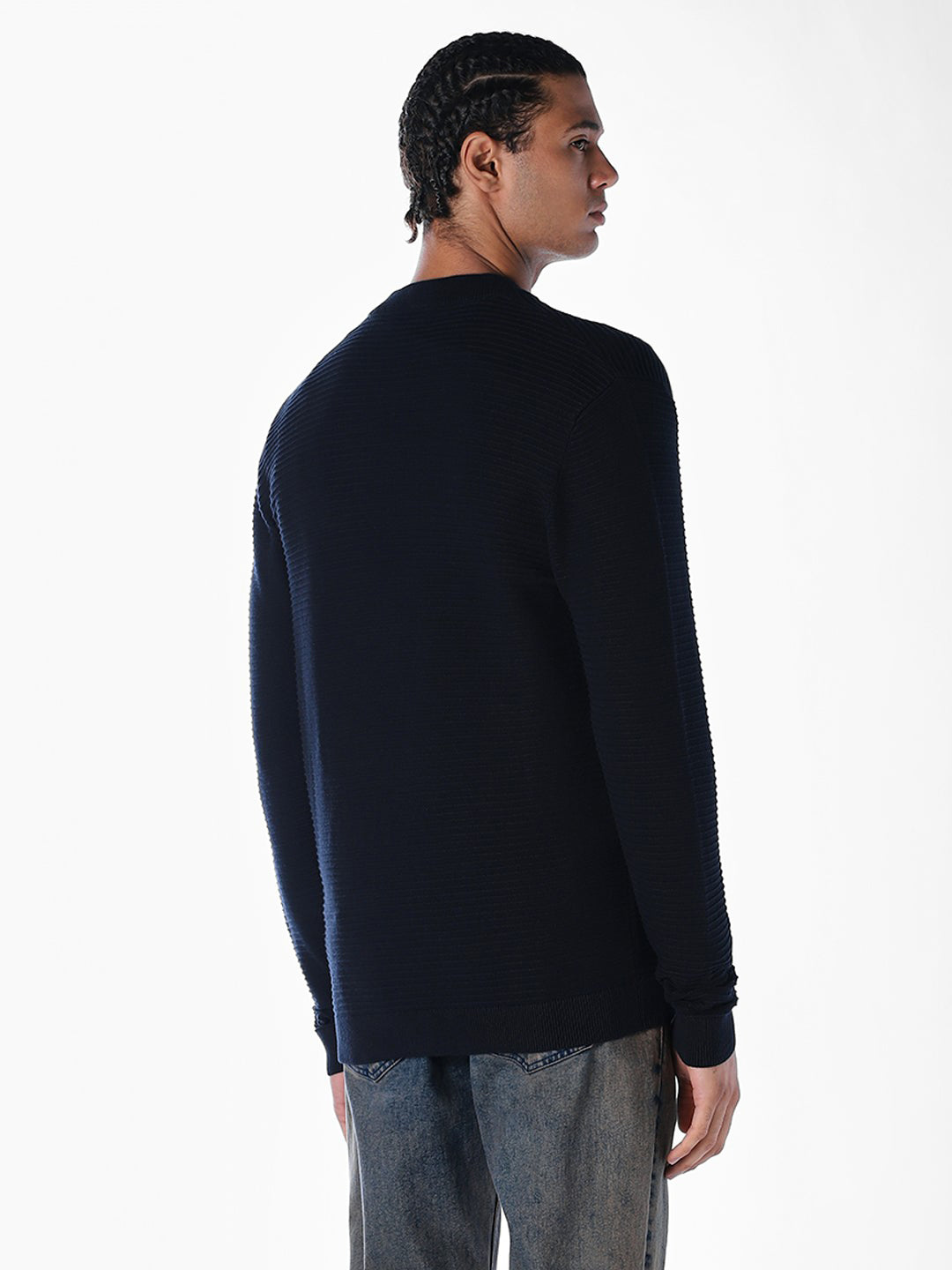 Navy Blue Zip-Up Cardigan