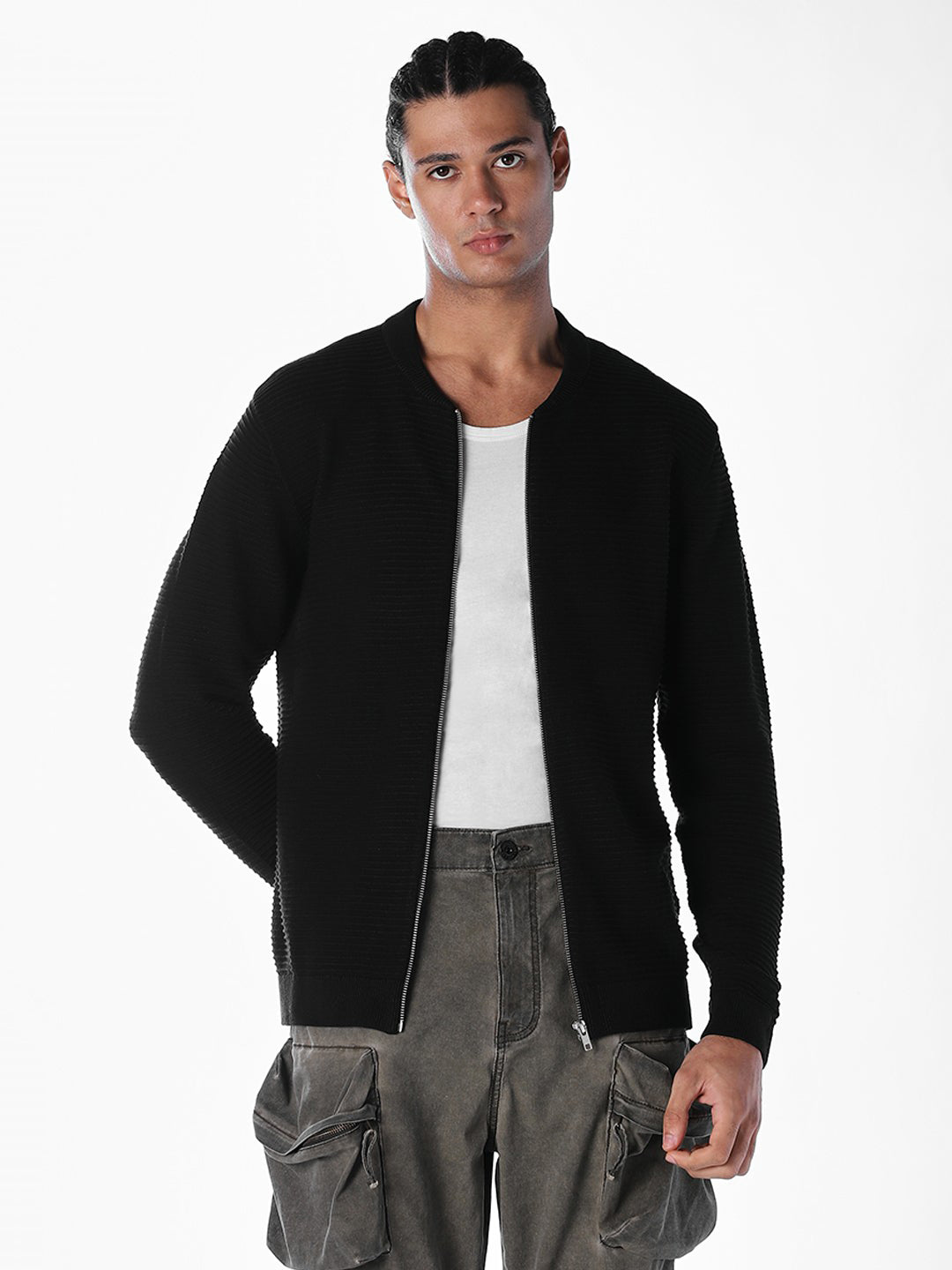 Black Zip-Up Cardigan