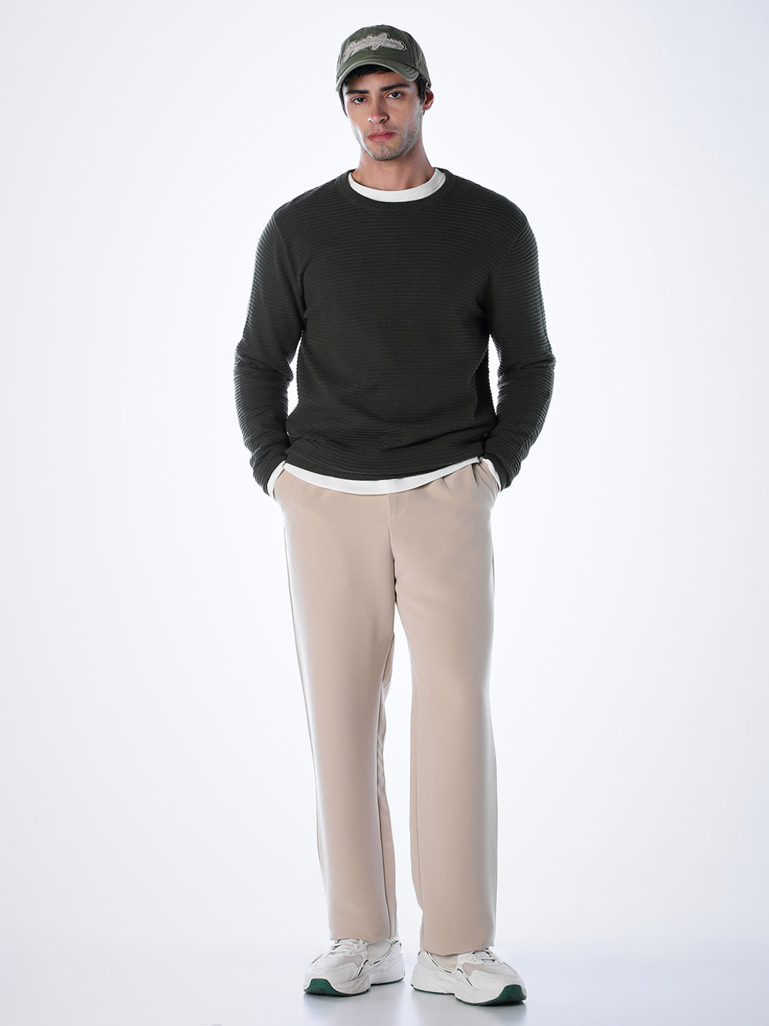 Crew Neck Cotton Knit - Green