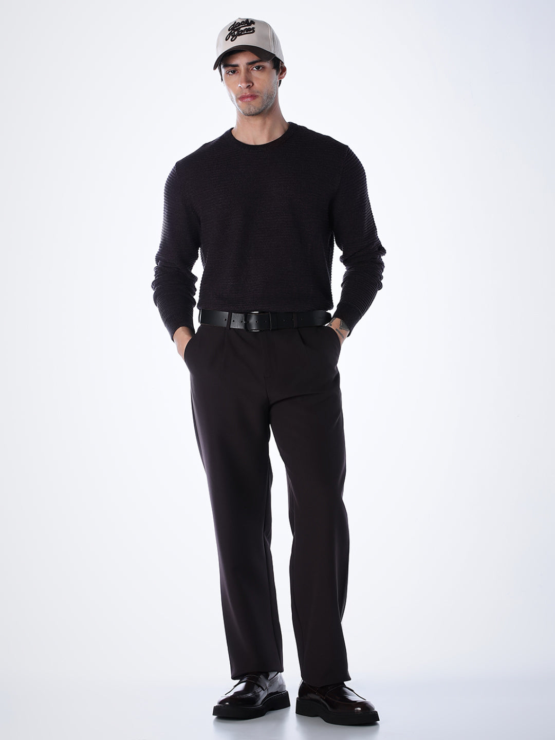 Crew Neck Cotton Knit - Purple