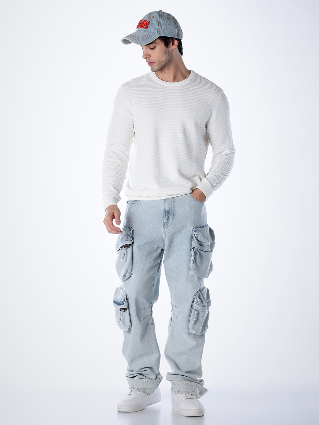 Crew Neck Cotton Knit - White