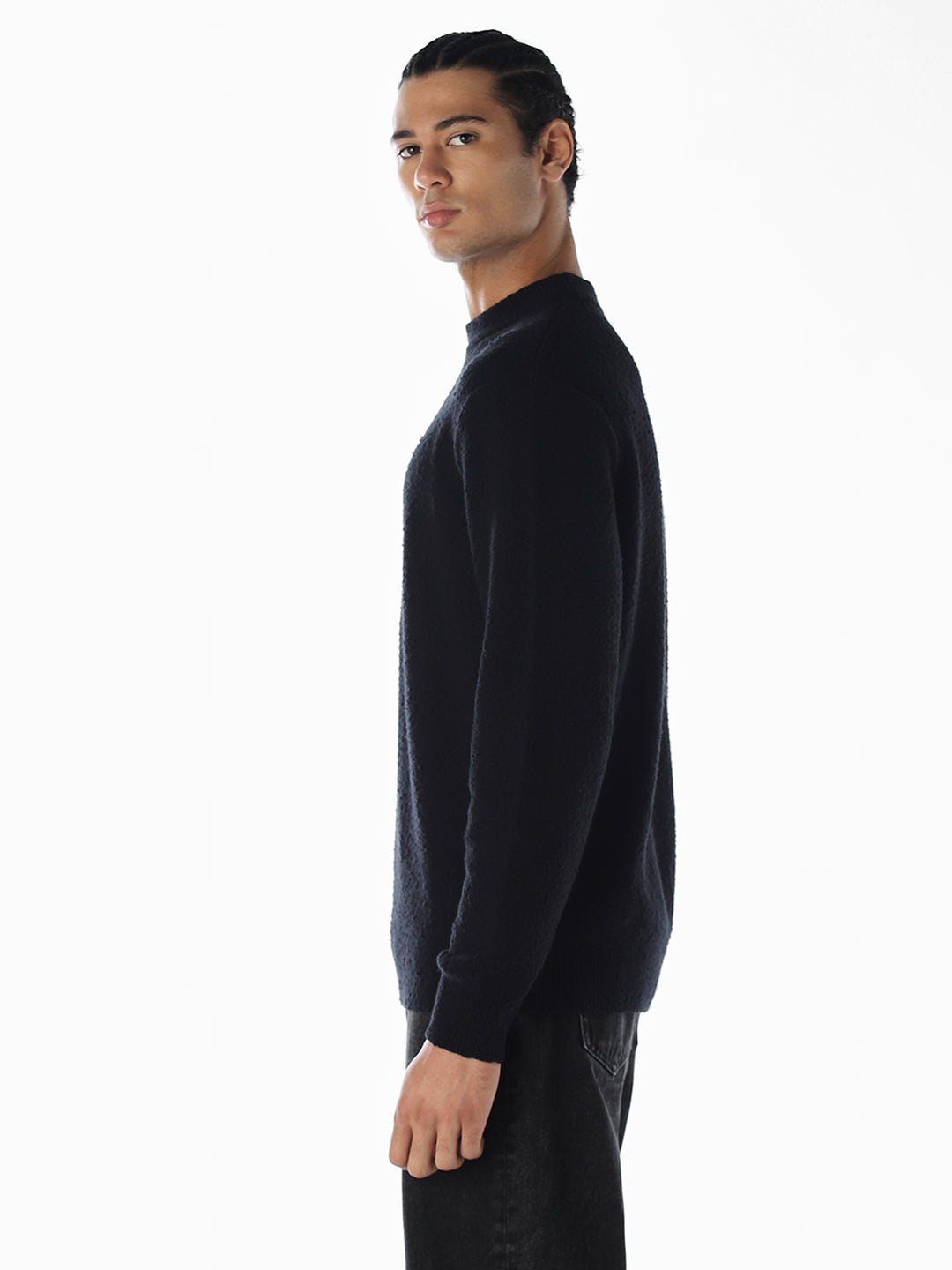 Knitted Relaxed Fit Pullover - Black