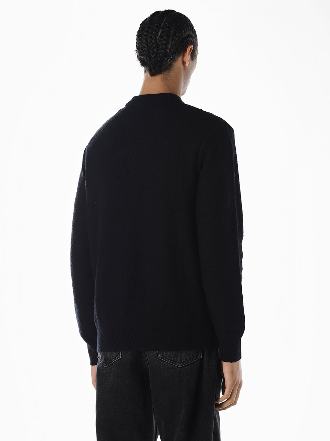 Knitted Relaxed Fit Pullover - Black